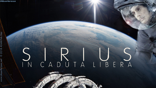 Sfondo di Sirius. In caduta libera: la Terra vista dall’orbita, sulla destra un astronauta, in basso la Stazione Spaziale Sirius